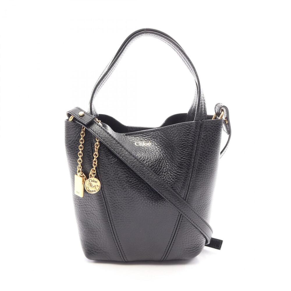 Chloé Chloe SPIN Small 2-Way Handbag, Leather, Women's, Black, CH25SS812N84001